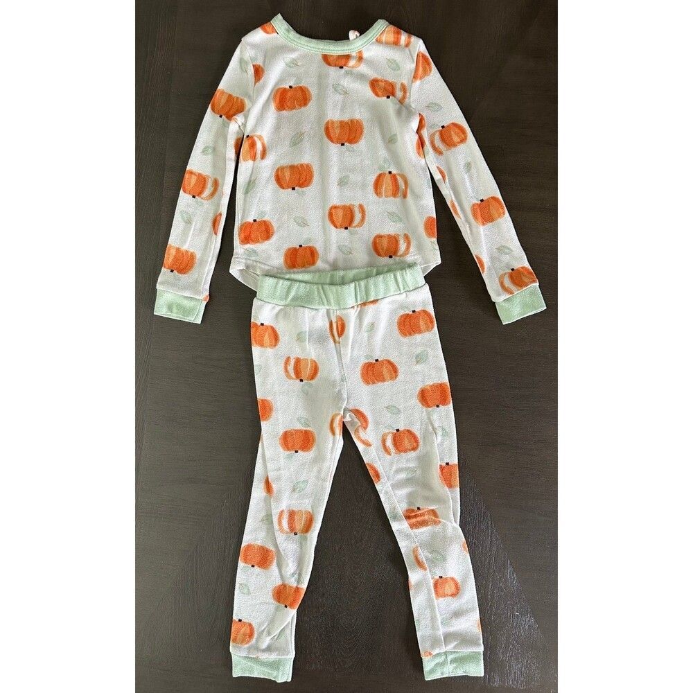 Jessica Simpson Girls Pumpkin Pajama Set Size 4T Fall Long Sleeve Top & Pants